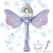 KOPPOP Purple Bubble Wand for Kids 3+, Bubble Machine with 130ML Bubble Solution (Refillable), Battery Operated, Creates Giant with Music \u0026 Lights for Indoor/Outdoor Parties